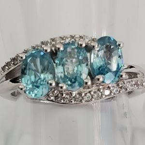 Natural topaz & zircon ring. Size 6